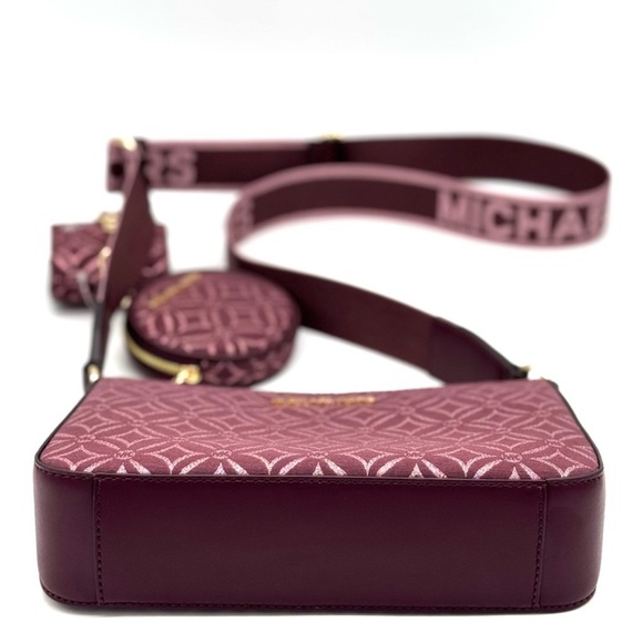 Michael Kors Jet Set Logo Crossbody Bag with Case for Apple AirPods Pro Ox Blood - Picture 7 of 10